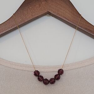 Gold Tone Purple Bead Necklace